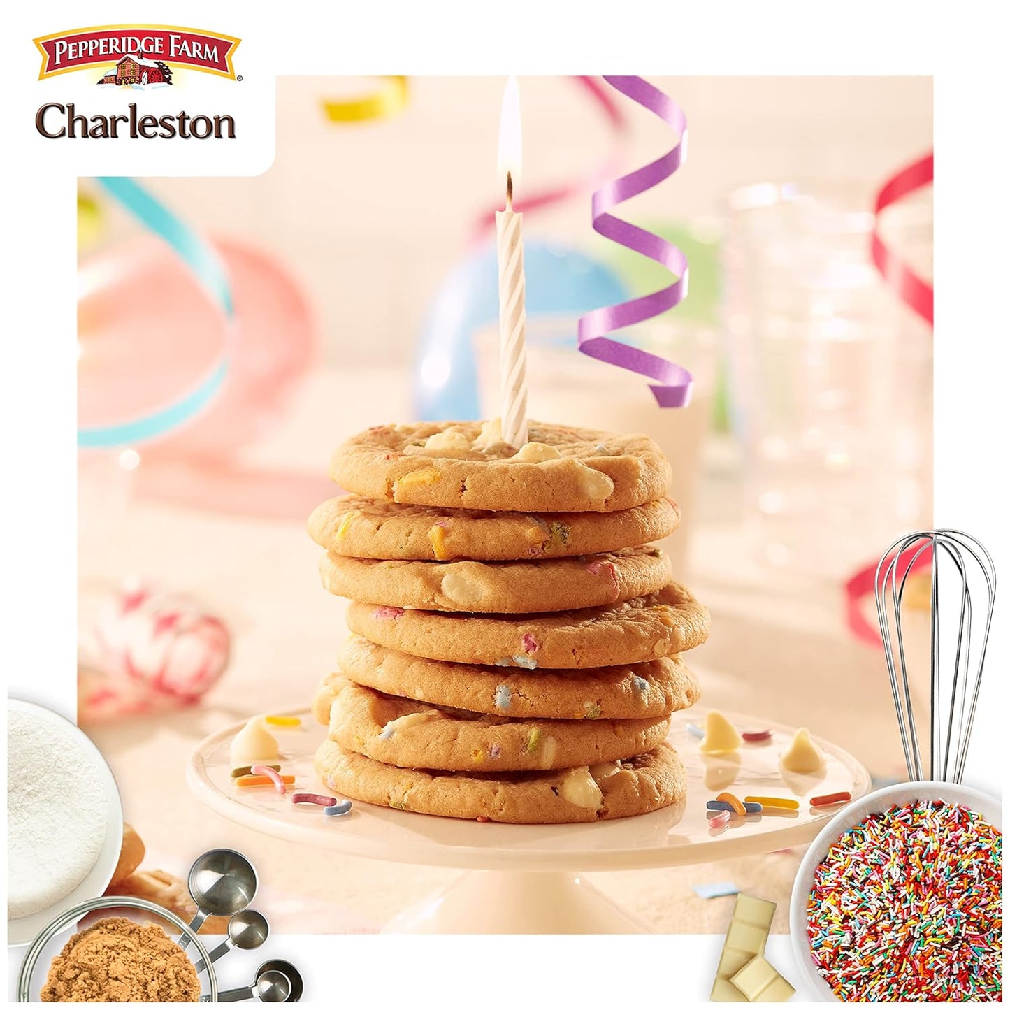 Pepperidge Farm Charleston Birthday Cake Cookies, 8 Soft-Baked Cookies, 8.6 oz Bag