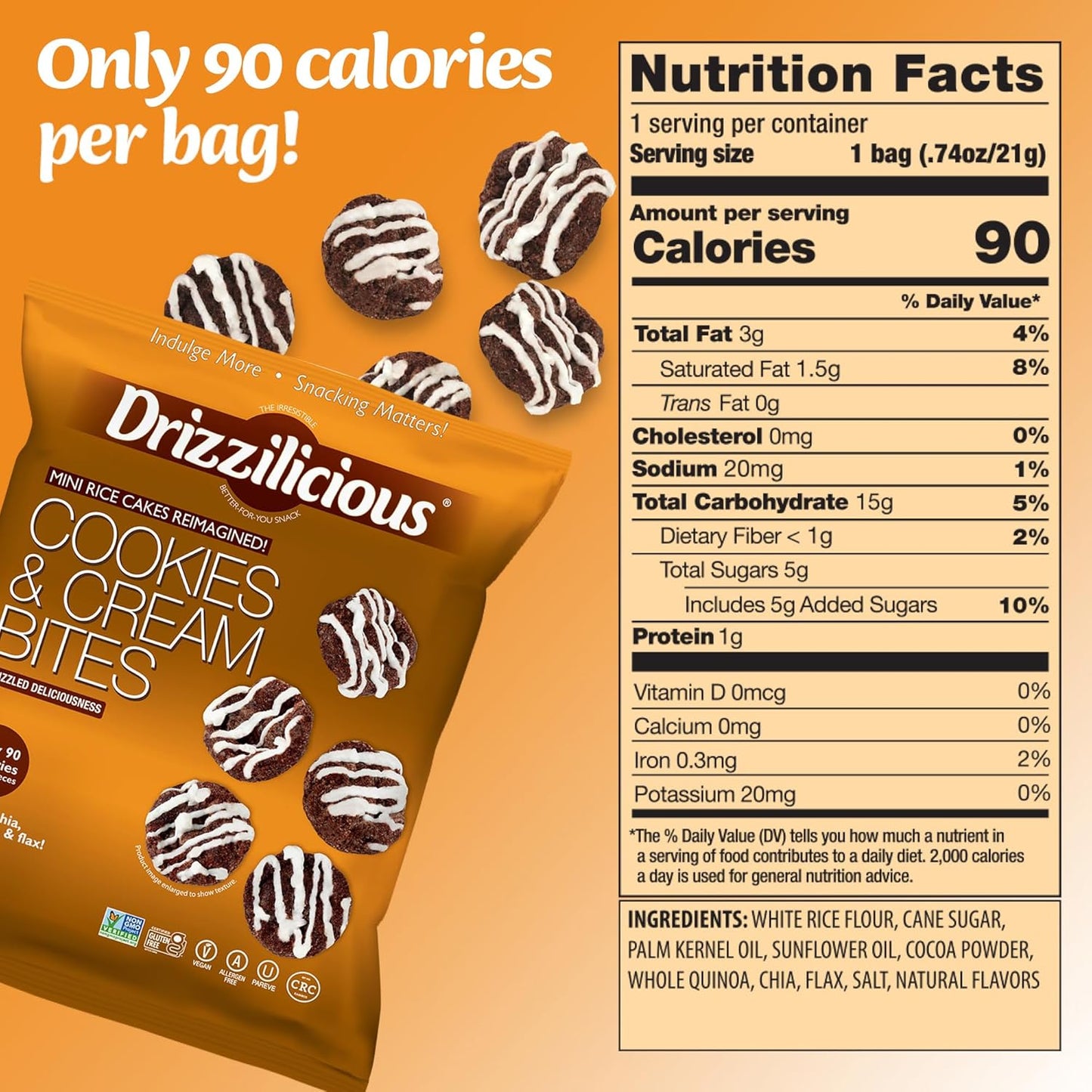 Drizzilicious Mini Rice Krispie Assorted Packets - Rice Crispies, Only 90 Calories Per Bag - 0.74 oz (Pack of 12)