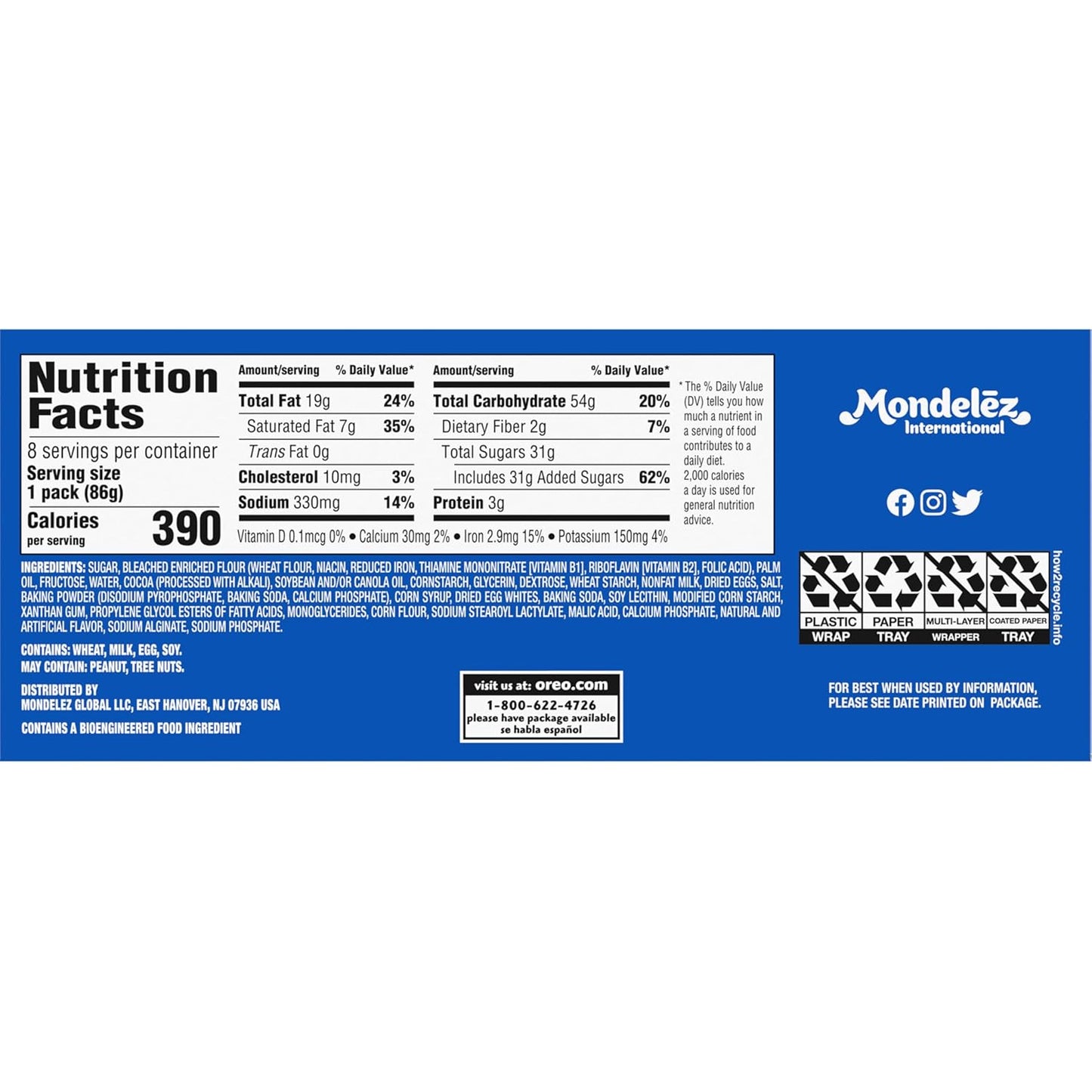 OREO Cakesters Soft Cookies, 8 3.03 oz Snack Packs
