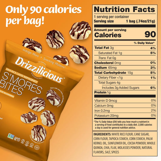 Drizzilicious Mini Rice Krispie Assorted Packets - Rice Crispies, Only 90 Calories Per Bag - 0.74 oz (Pack of 12)